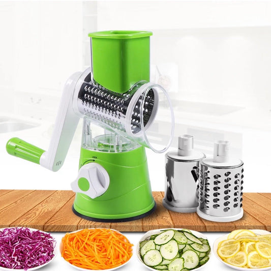 Manual Tabletop Drum Cheese Grater, 3 In 1 Rotary Shredder Slicer Grinder For Cucumber Nut Potato Carrot Cheese, Vegetable Salad Shooter,Assorted Color